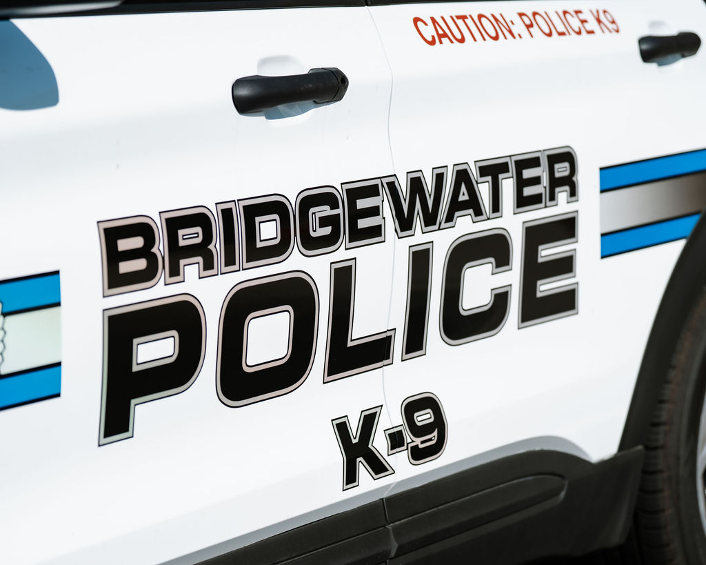 Bridgewater Police Headquarters sign on the exterior of the building.